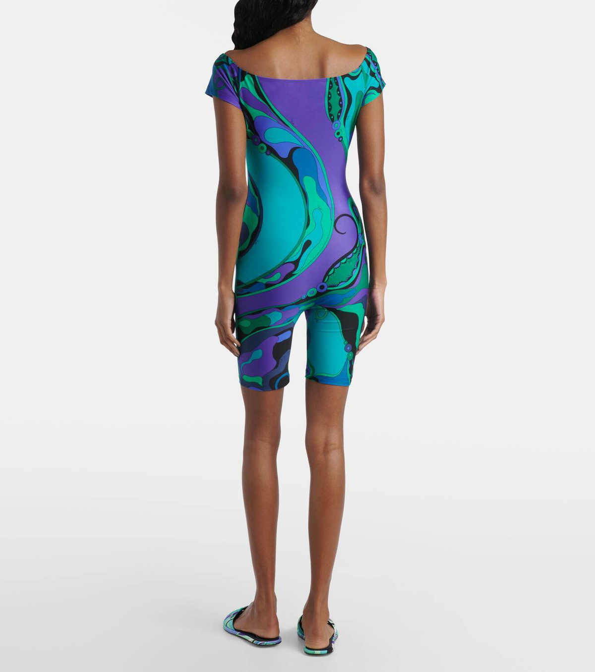 Pucci Orchidee printed off-shoulder romper