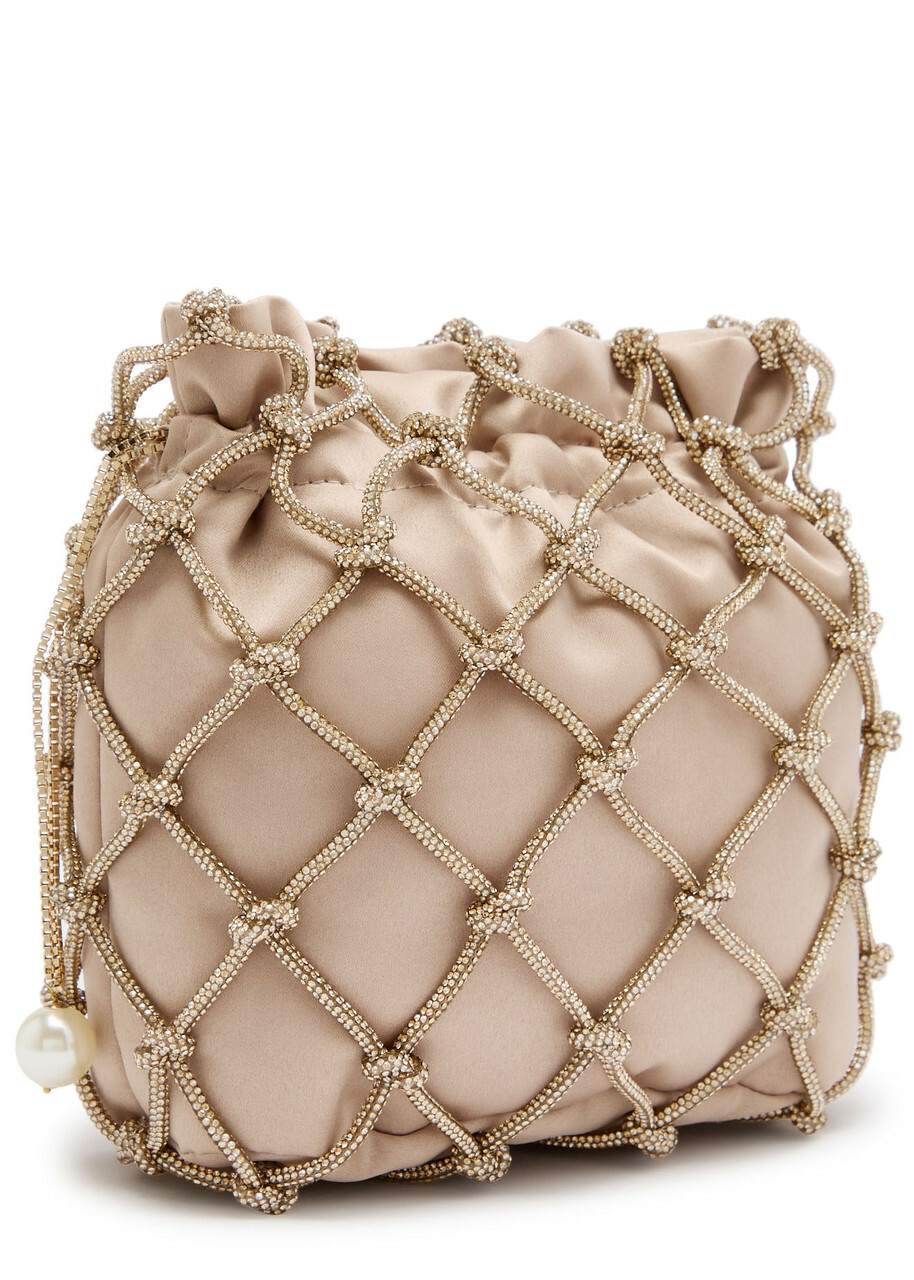 Rosantica Selene Capri Crystal-embellished Satin Drawstring bag - Light Pink - One Size