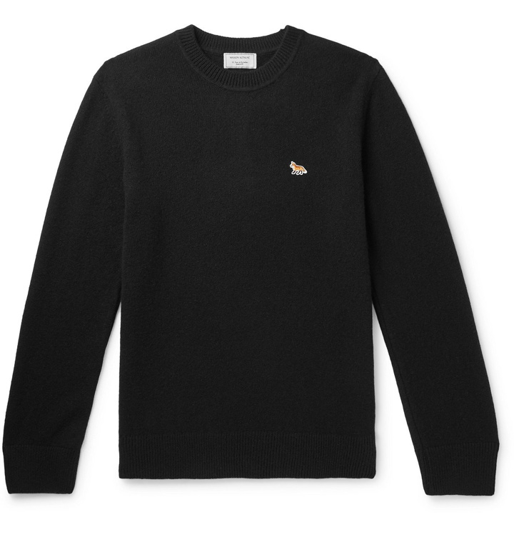 Photo: Maison Kitsuné - Logo-Appliquéd Wool Sweater - Black