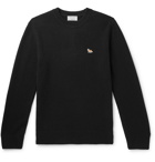 Maison Kitsuné - Logo-Appliquéd Wool Sweater - Black