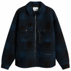 and wander Men's Shaggy Wool Zip Jacket in Navy