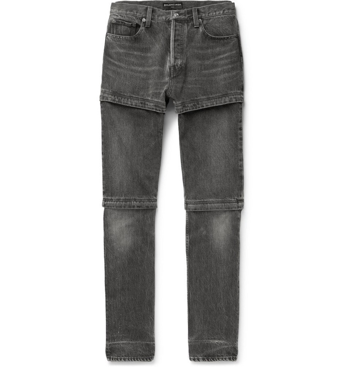 Photo: Balenciaga - Zip-Panelled Denim Jeans - Men - Gray
