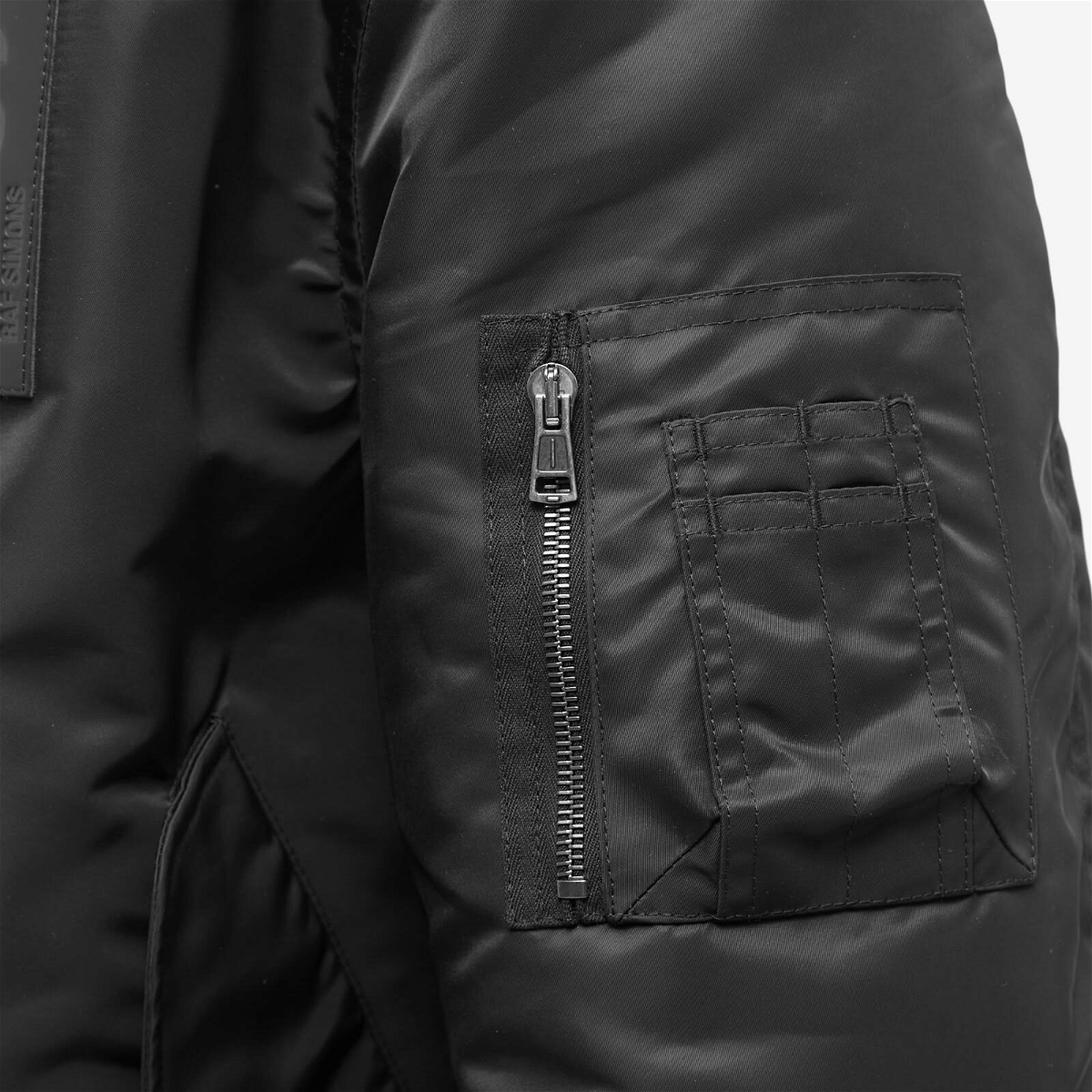 Raf Simons Men's Leather Patch Bomber Jacket in Black Raf Simons
