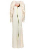 Simone Rocha Poppy Floral-print Satin Gown Cream