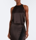 SIR Lula fringed asymmetric silk maxi dress