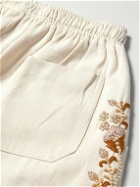 Kartik Research - Straight-Leg Embellished Cotton-Twill Drawstring Shorts - Neutrals