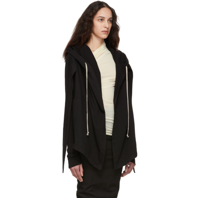 Rick Owens Drkshdw Black Hooded Wrap Sweatshirt Rick Owens Drkshdw