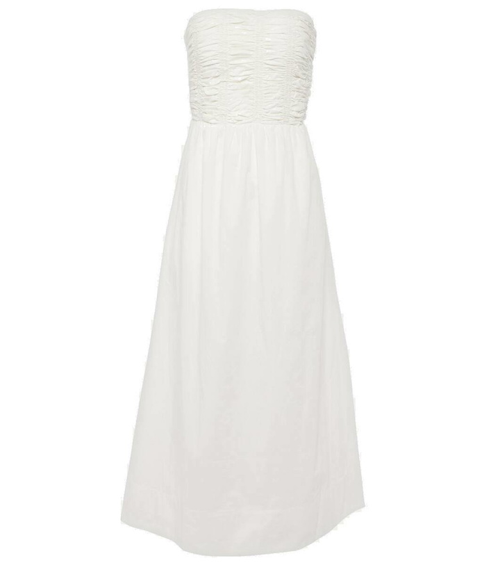 Photo: Faithfull Dominquez strapless cotton midi dress