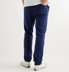 De Bonne Facture - Tapered Brushed Fleece-Back Cotton-Jersey Sweatpants - Blue