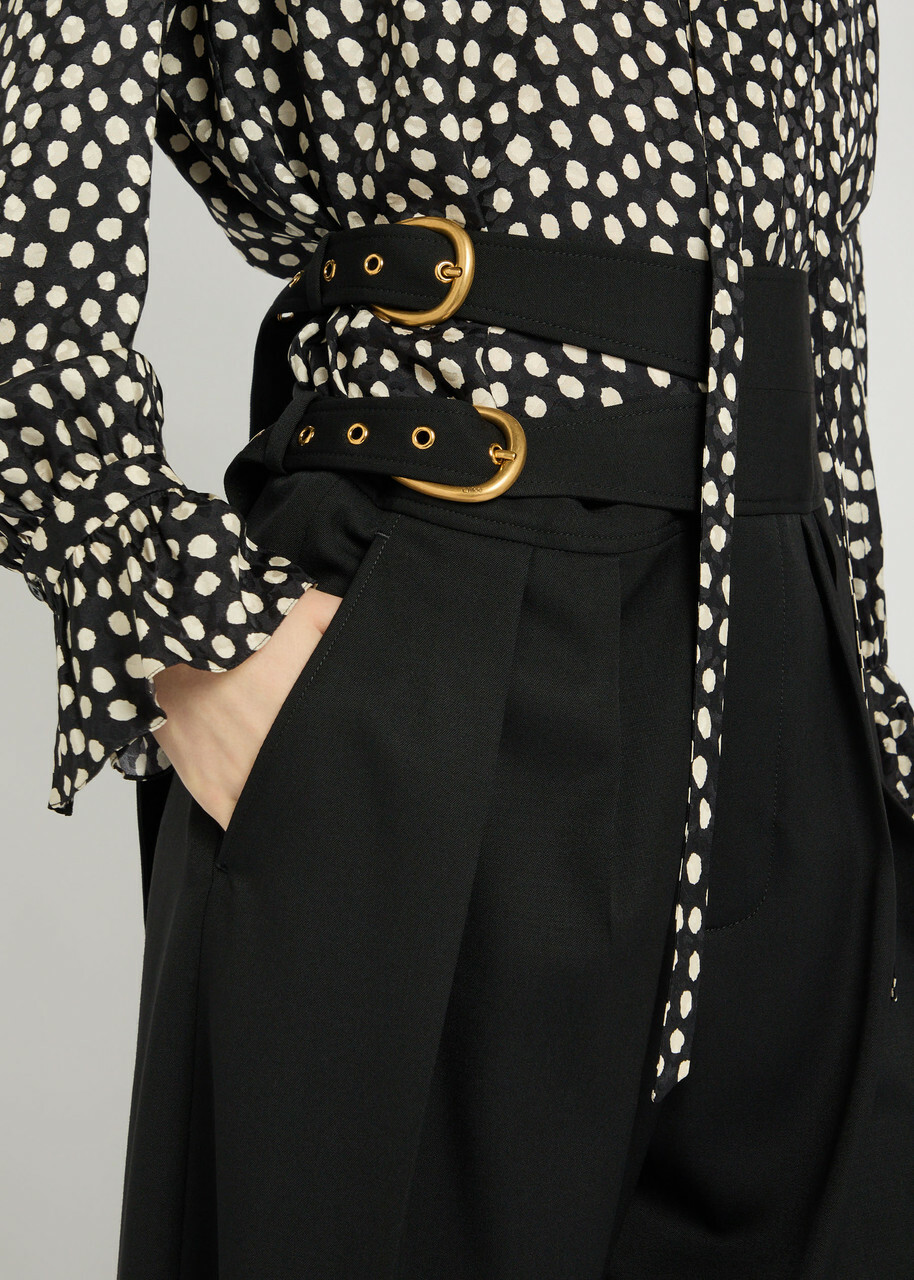 Chloe Belt-effect Straight-leg Wool Trousers Black