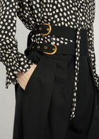 Chloe Belt-effect Straight-leg Wool Trousers Black