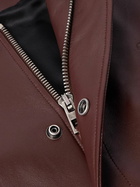 LOEWE - Logo-Debossed Ribbed-Knit Trimmed Leather Bomber Jacket - Brown