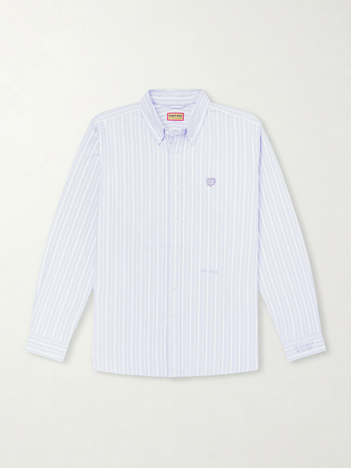 Human Made - Button-Down Collar Logo-Appliquéd Striped Cotton Shirt - Blue