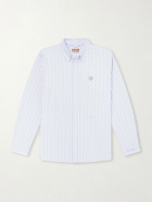 Human Made - Button-Down Collar Logo-Appliquéd Striped Cotton Shirt - Blue
