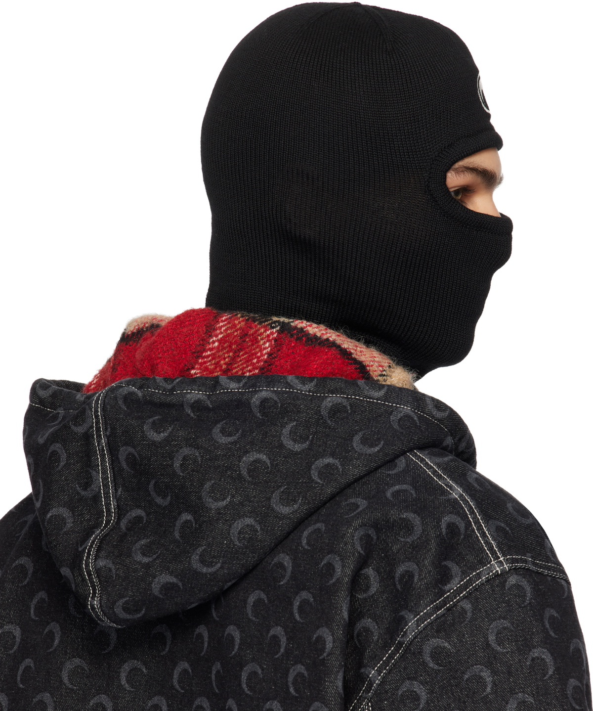 Marine Serre Black Moon Logo Knit Balaclava