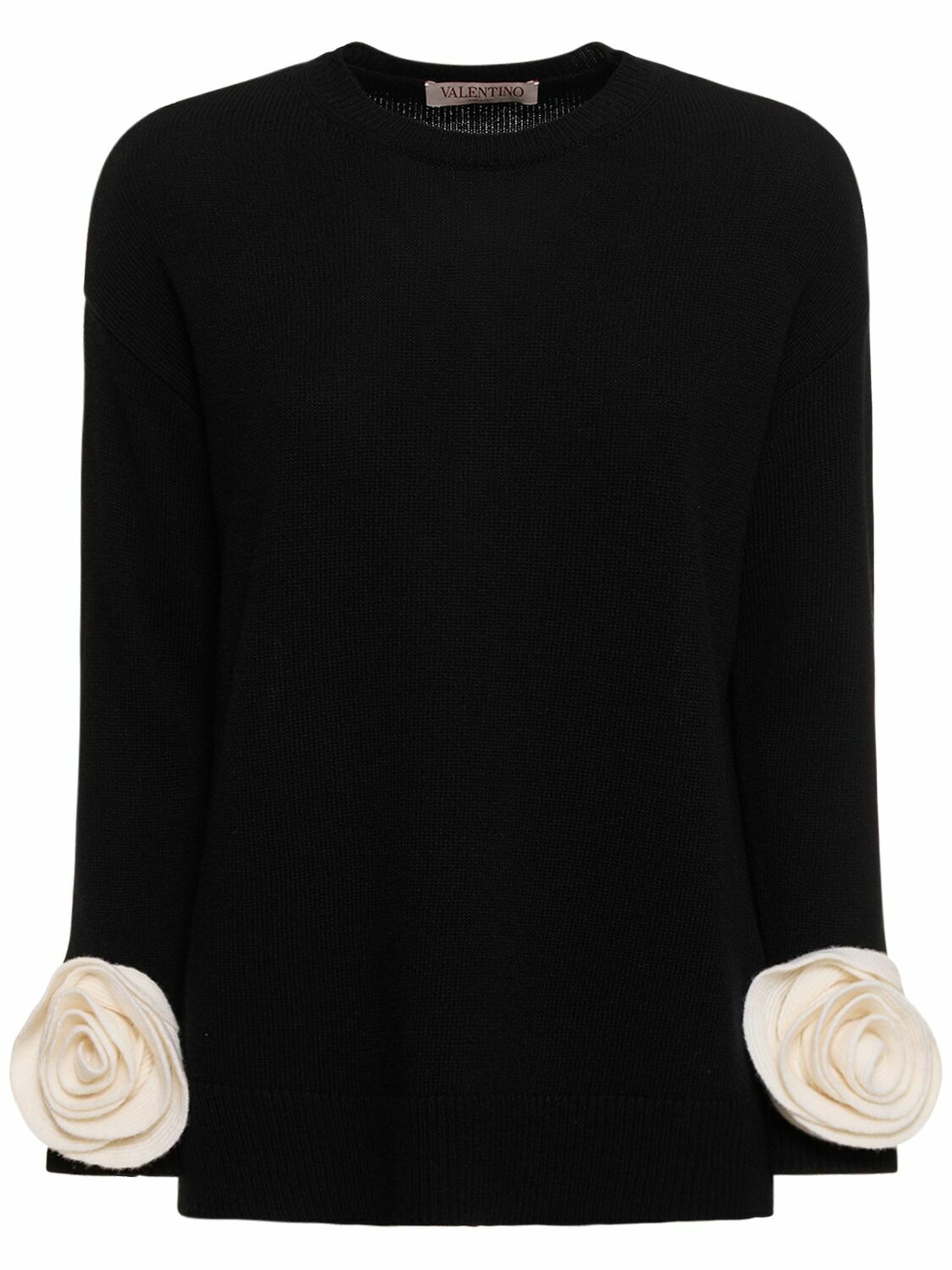 Photo: VALENTINO - Wool Knit Sweater W/ Collar And Roses