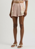 Zimmermann Waverly Tuck Floral-print Linen Shorts Multi Floral