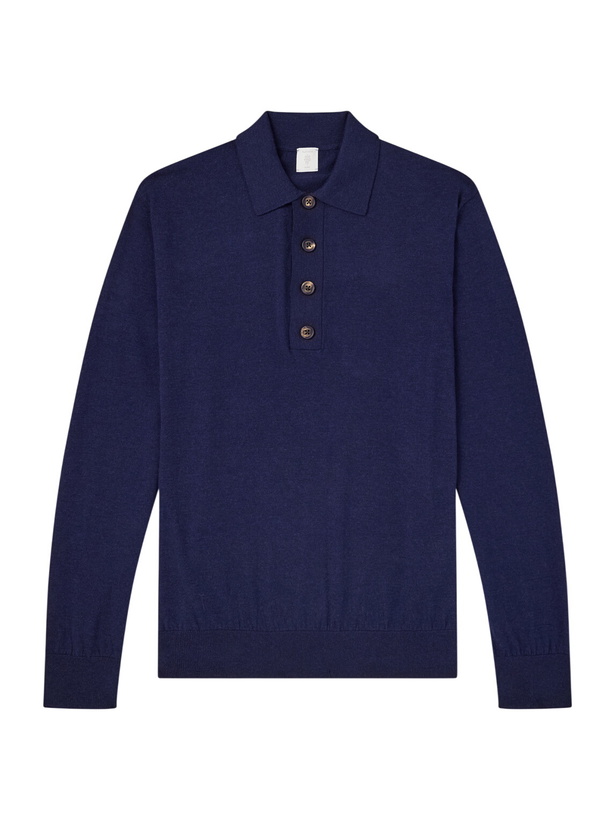 Photo: Eleventy - Cotton and Cashmere-Blend Polo Shirt - Blue