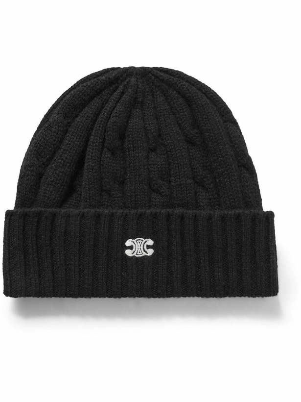Photo: CELINE - Logo-Embroidered Cable-Knit Cashmere Beanie