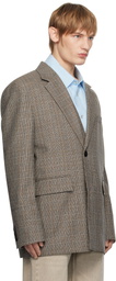 WOOYOUNGMI Gray Check Wool Single Blazer