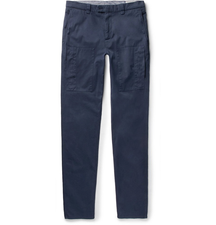 Photo: Brunello Cucinelli - Slim-Fit Garment-Dyed Stretch-Cotton Twill Trousers - Navy
