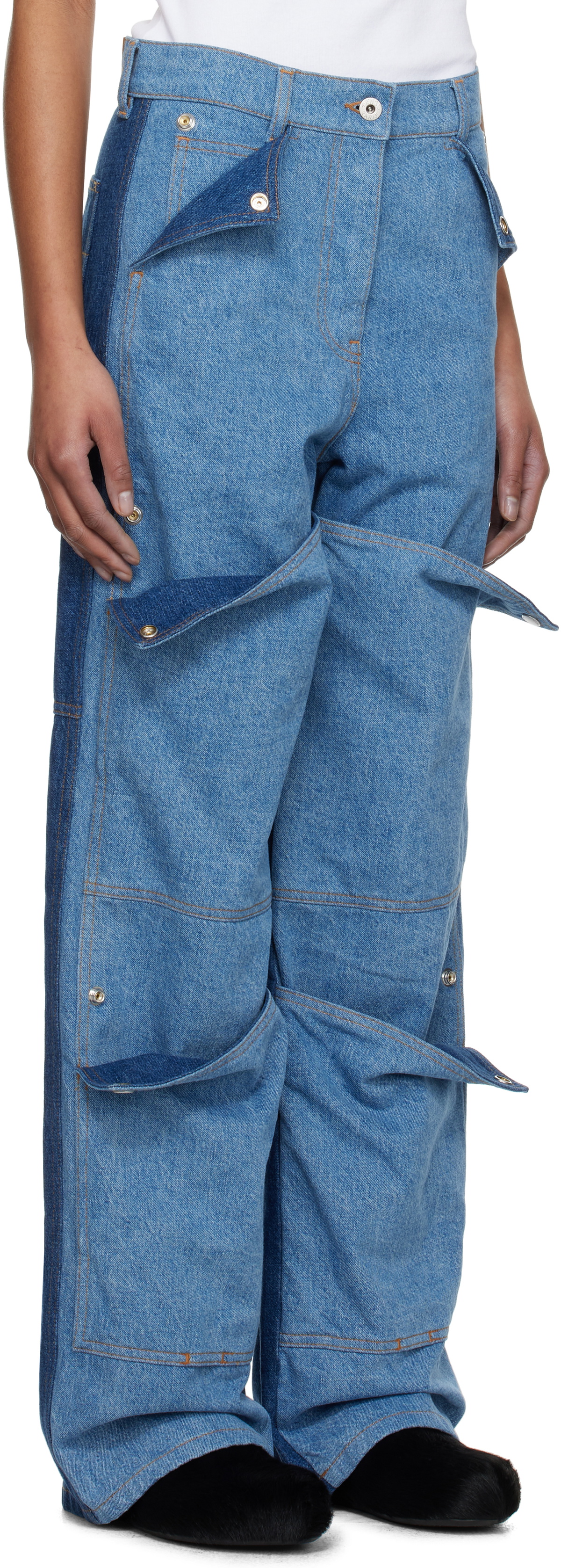 Kenzo Blue Kenzo Paris Multipocket Cargo Jeans