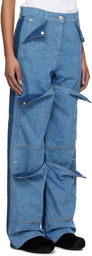 Kenzo Blue Kenzo Paris Multipocket Cargo Jeans