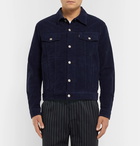 AMI - Garment-Dyed Stretch-Cotton Corduroy Jacket - Men - Midnight blue