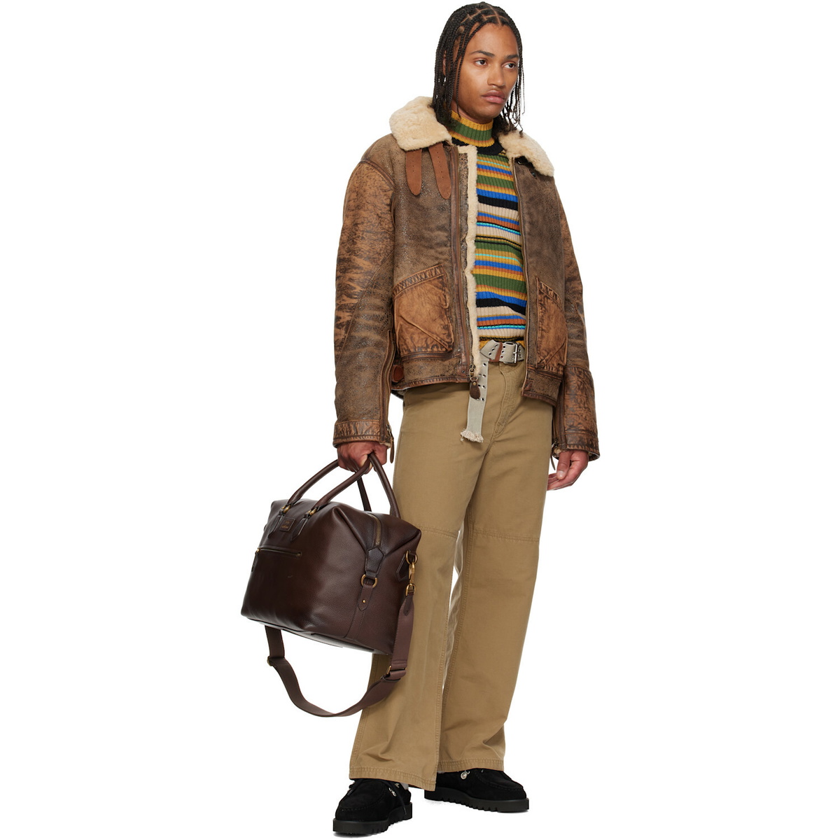 Polo Ralph Lauren Brown Shearling Bomber Jacket