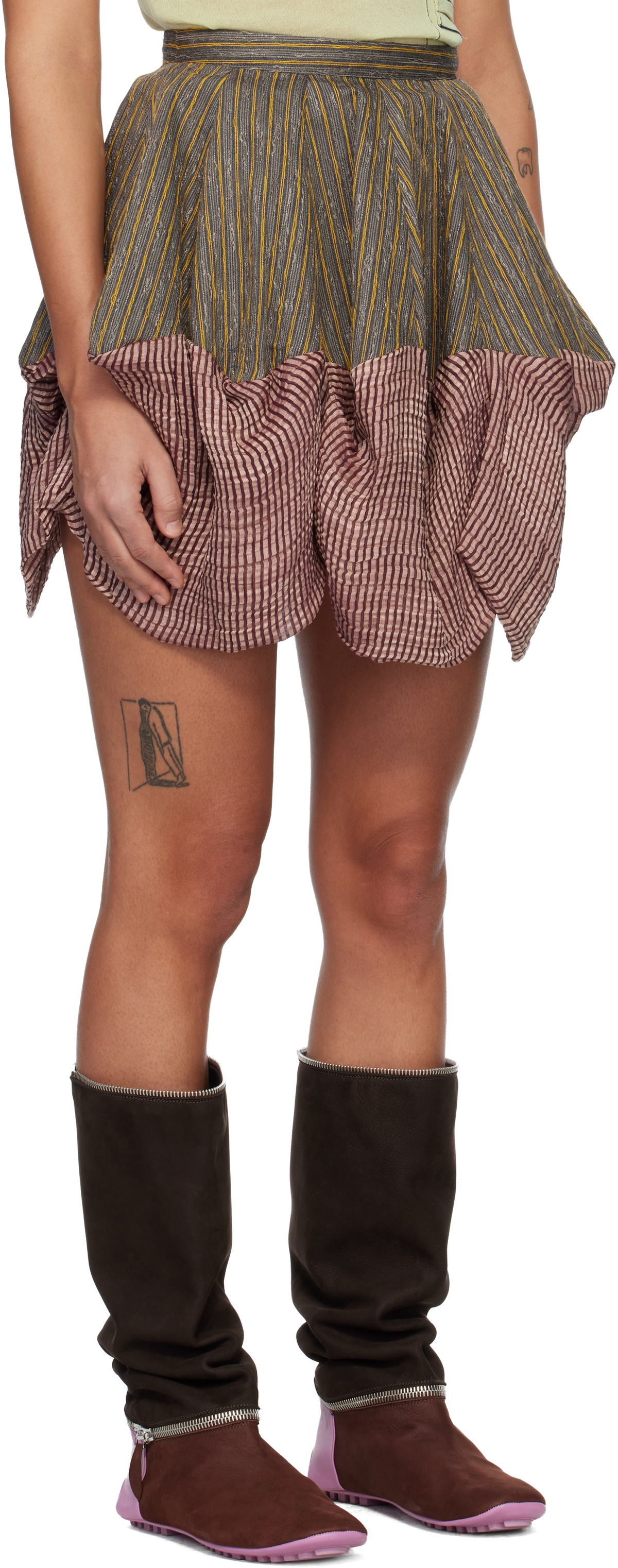 Kiko Kostadinov Gray & Burgundy Evelyn Miniskirt