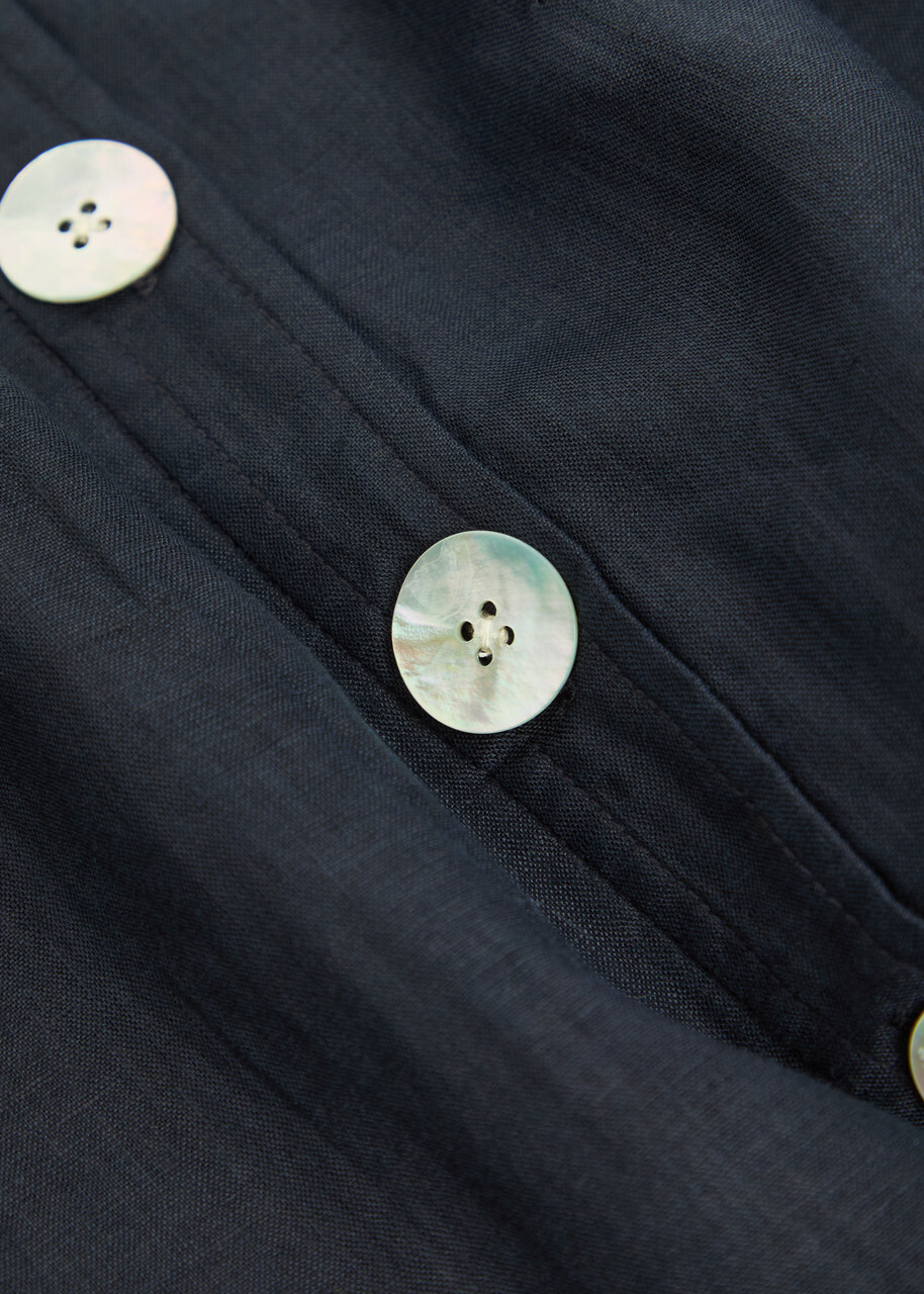 Veronica Beard Georges Button-up Linen Midi Dress Navy