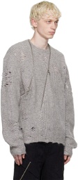 HELIOT EMIL Gray Distressed Sweater