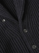 Incotex - Slim-Fit Shawl-Collar Ribbed Wool Cardigan - Blue