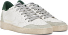 Golden Goose White & Green Ball Star Sneakers