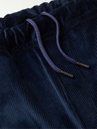 Richard James - Tapered Cropped Pleated Cotton-Corduroy Trousers - Blue