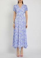Rixo Corrine Floral-print Chiffon Maxi Dress Light Blue