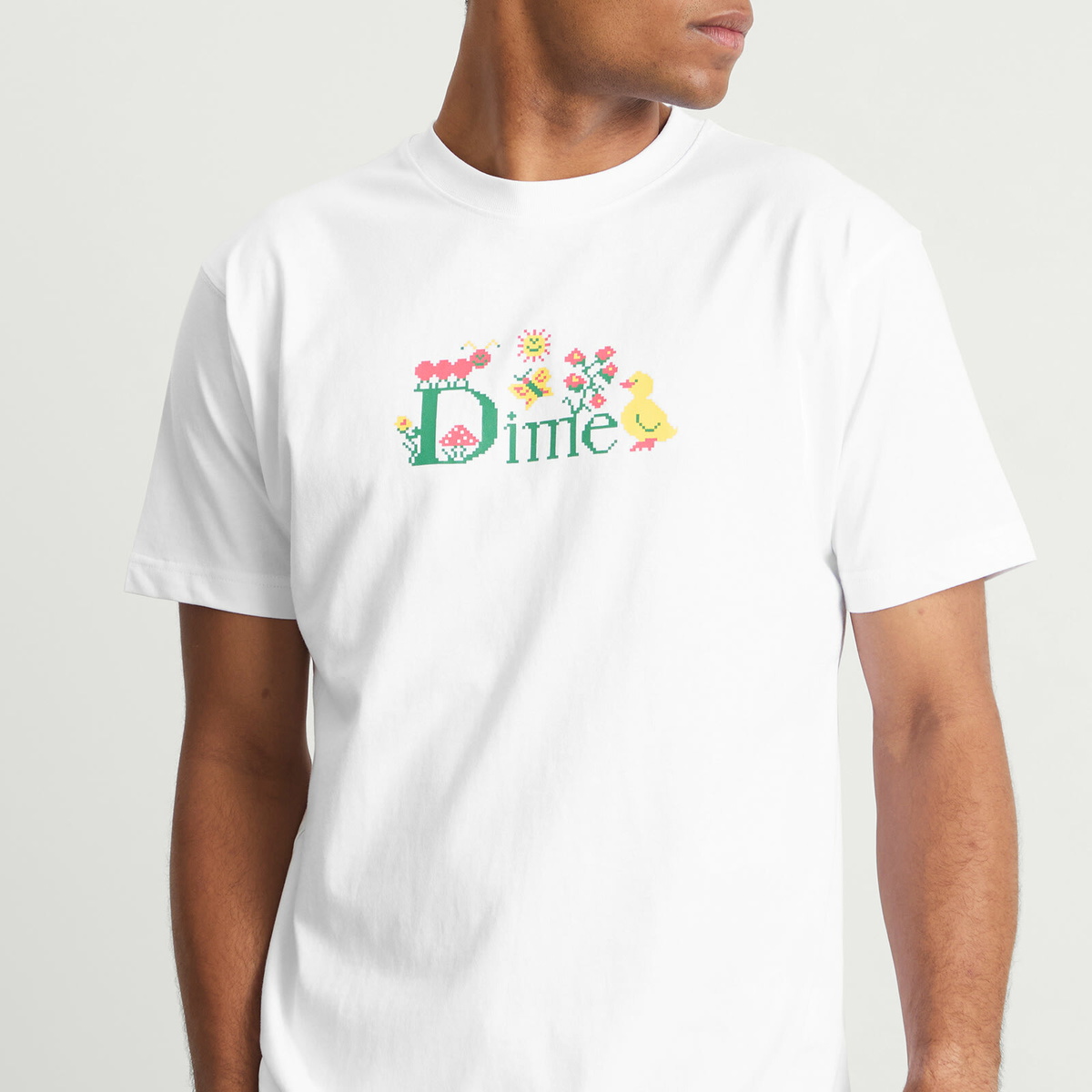 Dime Men's Classic Cross Stitch T-Shirt in White