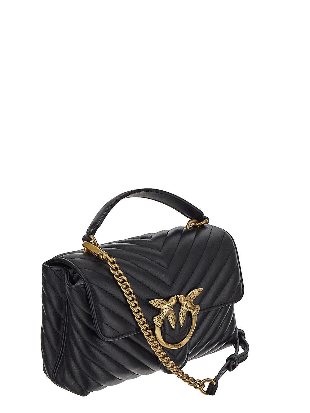 ショルダーバッグ・ポシェット Pinko Chevron Quilted Nappa Mini Love Bag Love Bag mini chevron-quilted nappa leather crossbody bag