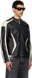 Diesel Black & Off-White L-Adam Leather Jacket