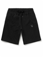 Maison Kitsuné - Straight-Leg Logo-Appliquéd Cotton-Jersey Drawstring Shorts - Black