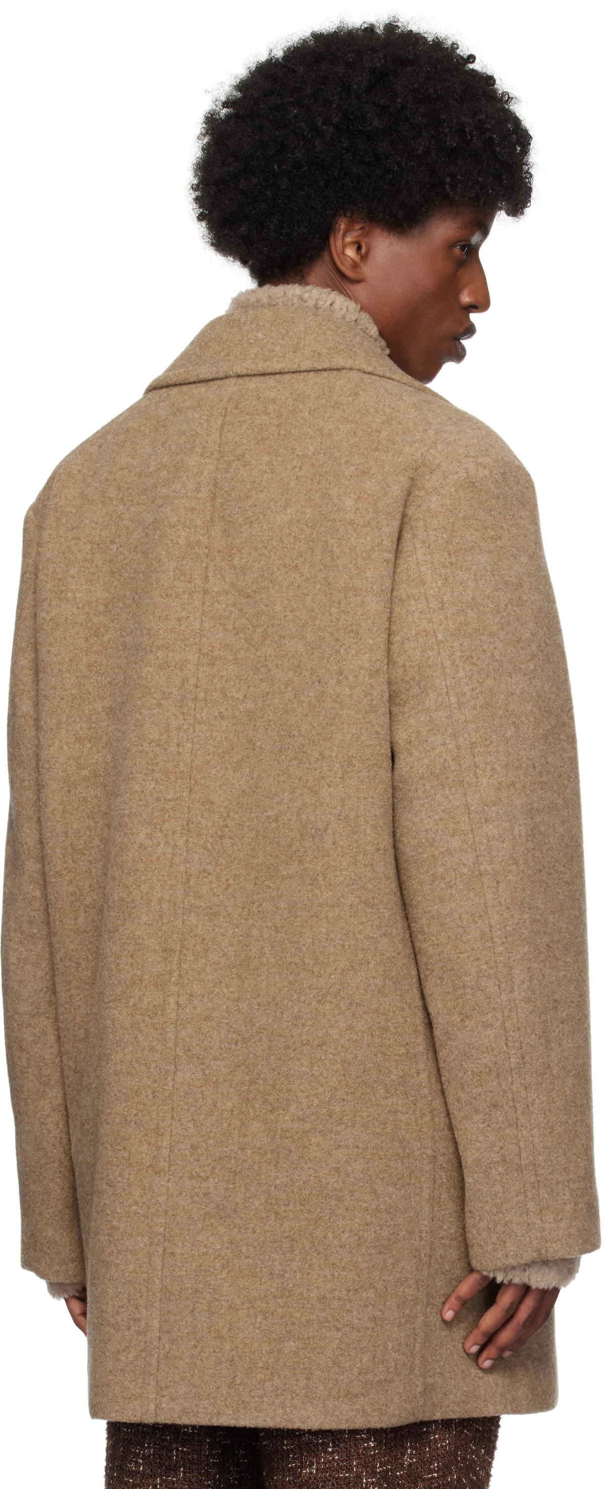 AURALEE Brown Sponge Wool Melton Peacoat Auralee