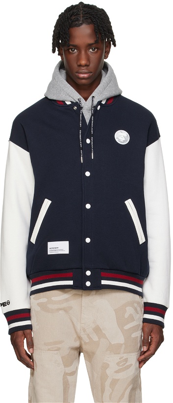 Photo: AAPE by A Bathing Ape Navy Patch Bomber Jacket