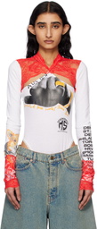 Marine Serre White Regenerated T-shirts & Lace Long Sleeve Bodysuit