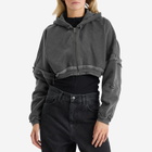 Joah Brown Women's Deconstructed Crop Zip Hoodie in Washed Black