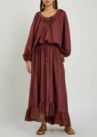 Zimmermann Aster Silk Maxi Skirt Dark Red