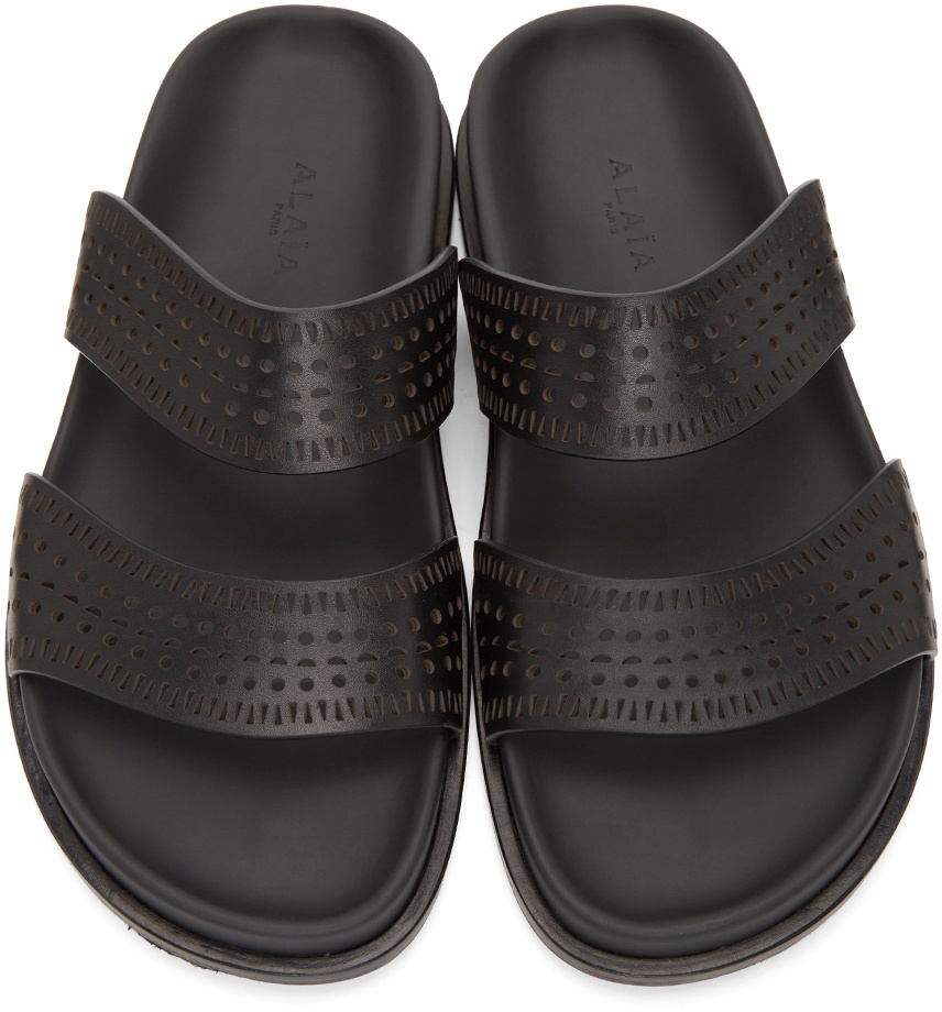 ALAÏA Black Vienne Vague Flat Mules ALAÏA