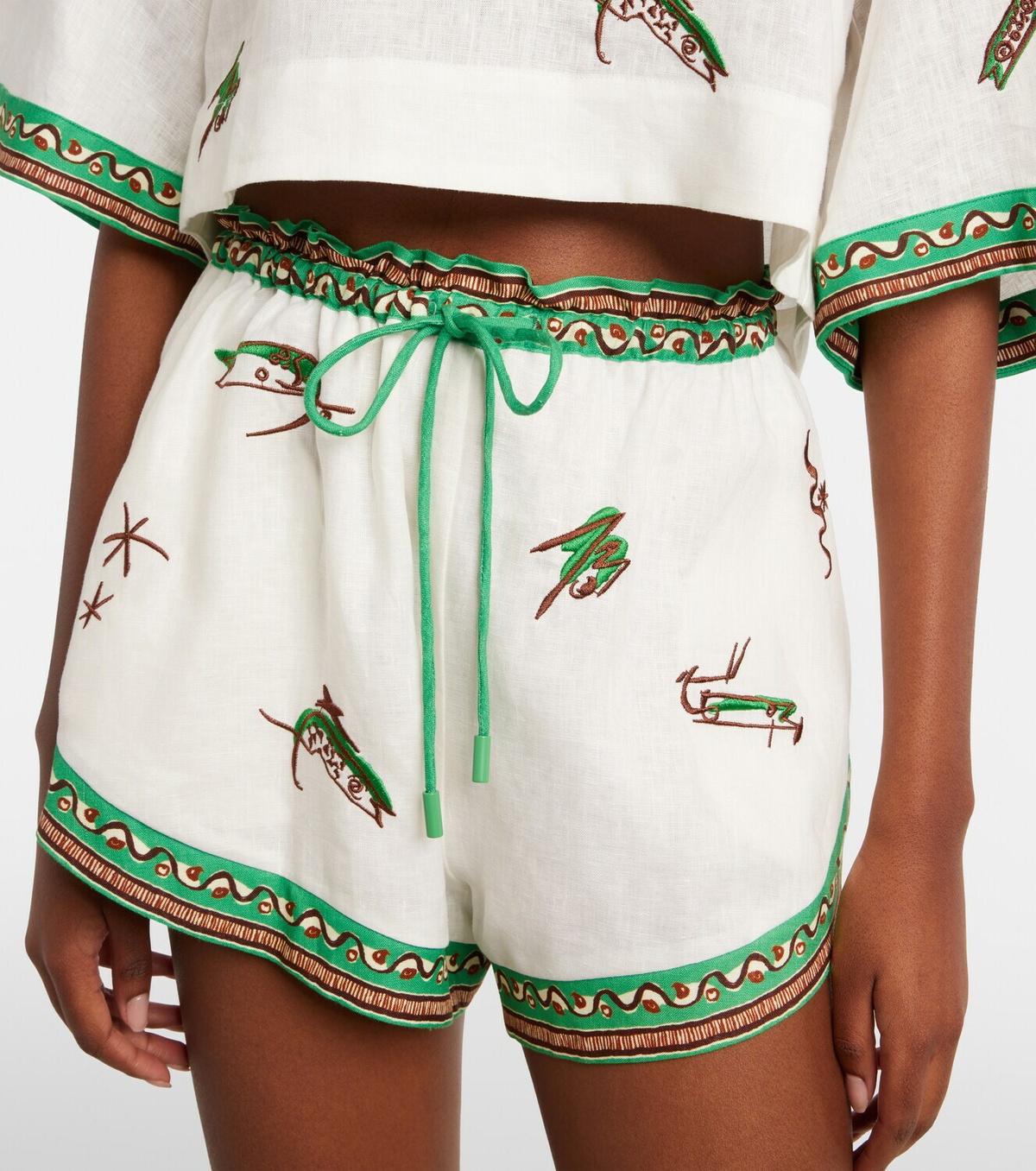 Alémais Wanda embroidered linen shorts