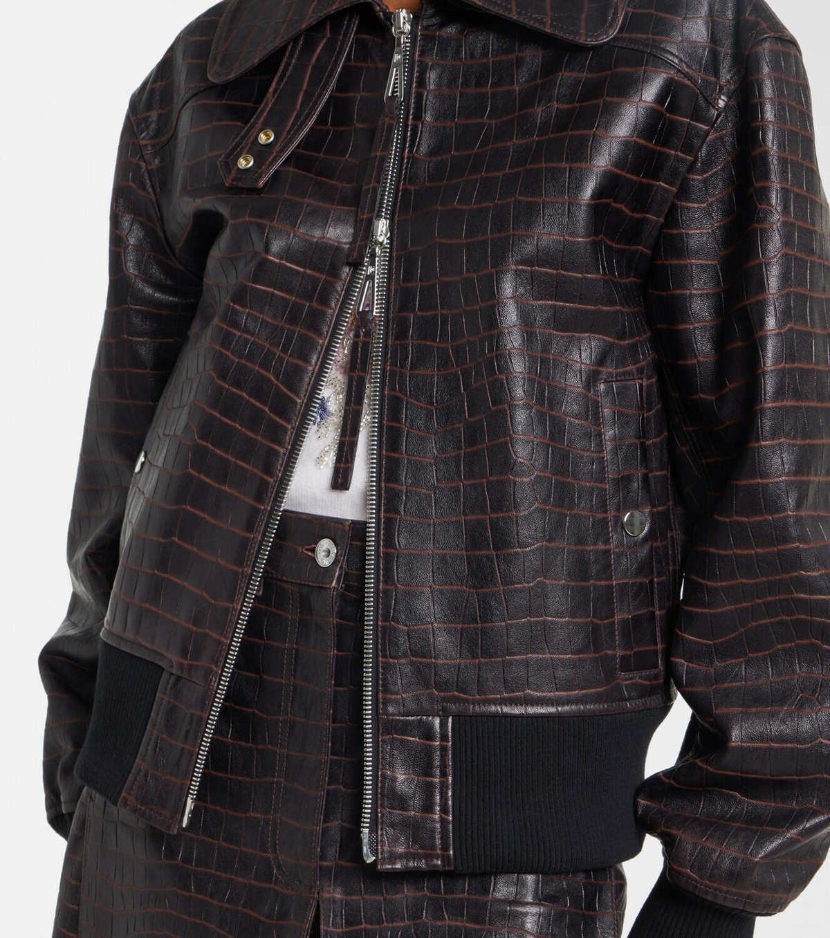 Rabanne Croc-effect leather blouson jacket