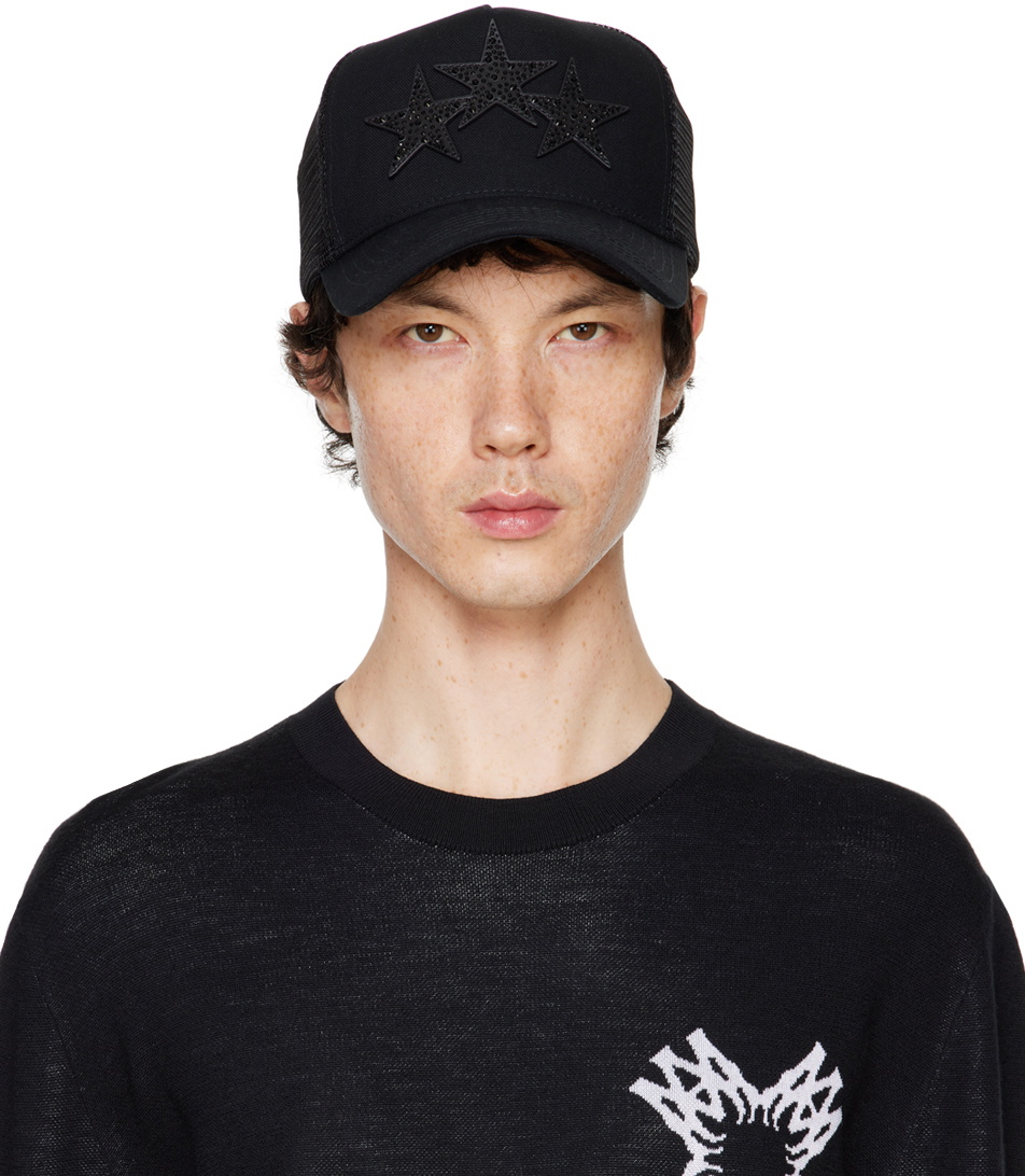 AMIRI Black Crystal 3 Star Trucker Cap Amiri