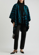 Diane Von Furstenberg Fannie Zebra-jacquard Wool-blend Shawl - Blue - One Size